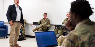 Air Force Cadet Studying