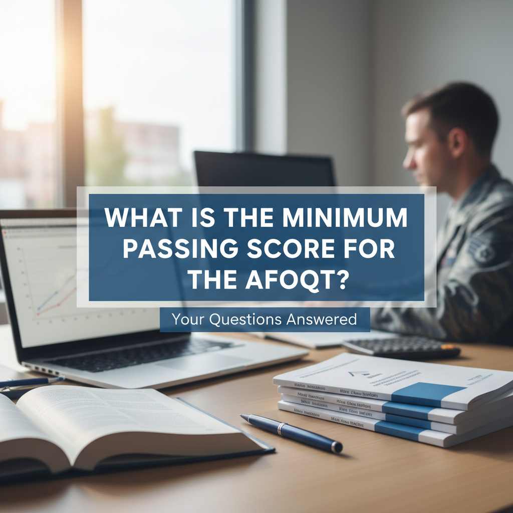Professional blog header image for article titled: What is the Minimum Passing Score for the AFOQT?. High quality, relevant imagery, clean composition.